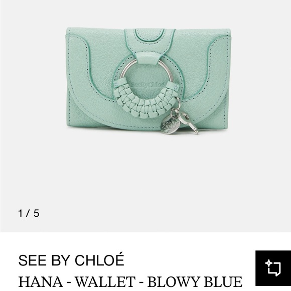 See By Chloé Hana Leather Trifold Wallet, Blowy Blue (mint green) NWT - Picture 2 of 11